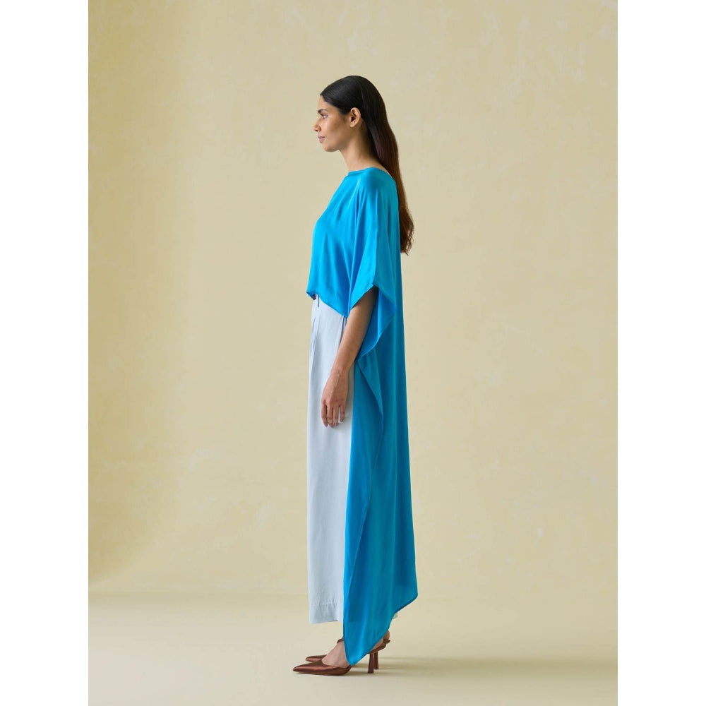No Grey Area Blue High Low Kaftan Top