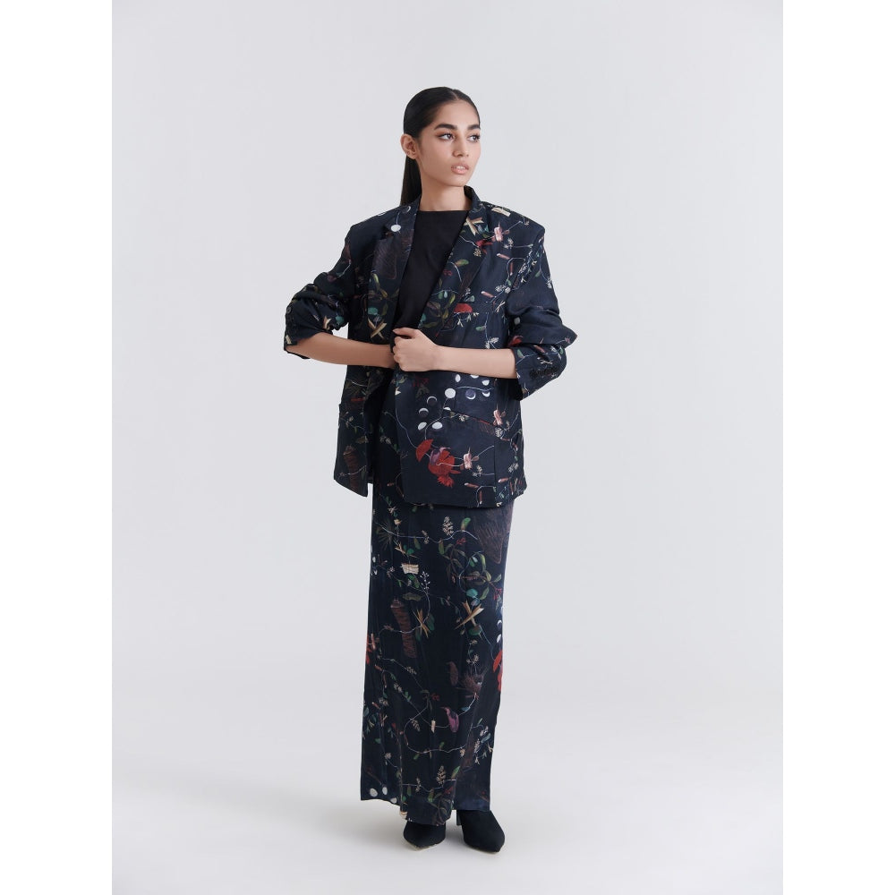 No Grey Area Navy Blue Maalai Suiting Blazer