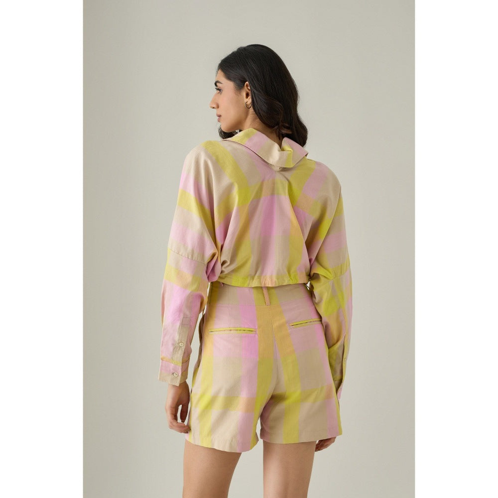 No Grey Area Multi-Colour Madras Cropped Shirt