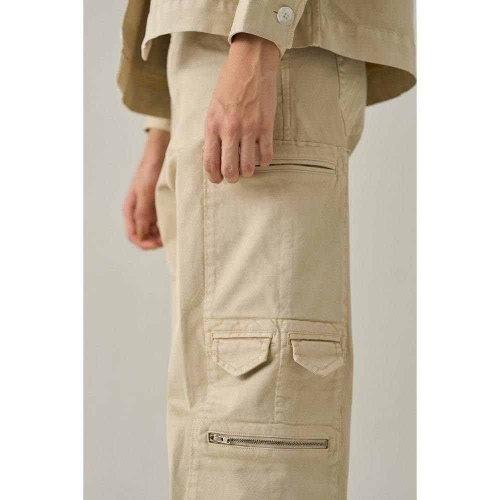 No Grey Area Beige Military Workwear Trousers