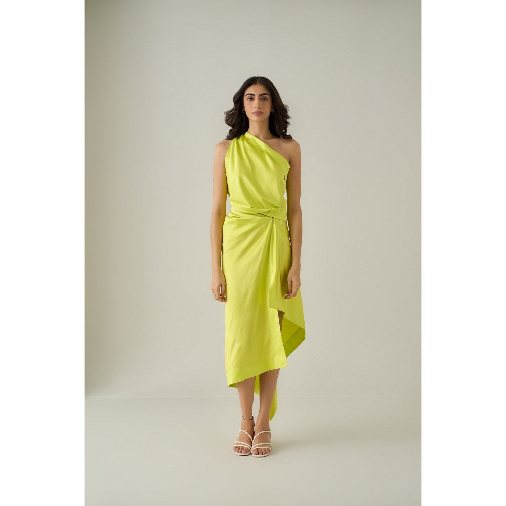No Grey Area Green Draped Skirt