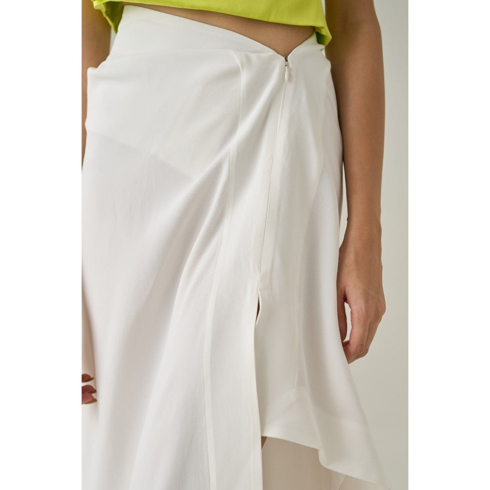 No Grey Area White Draped Skirt
