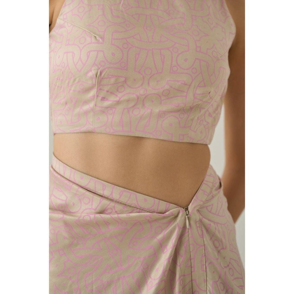 No Grey Area Beige Draped Dress