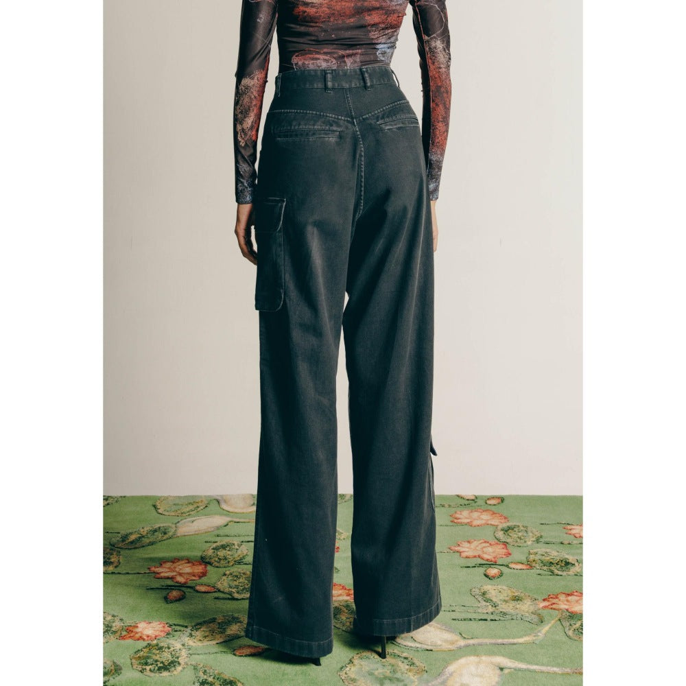 No Grey Area Black Washed Twill Cargos