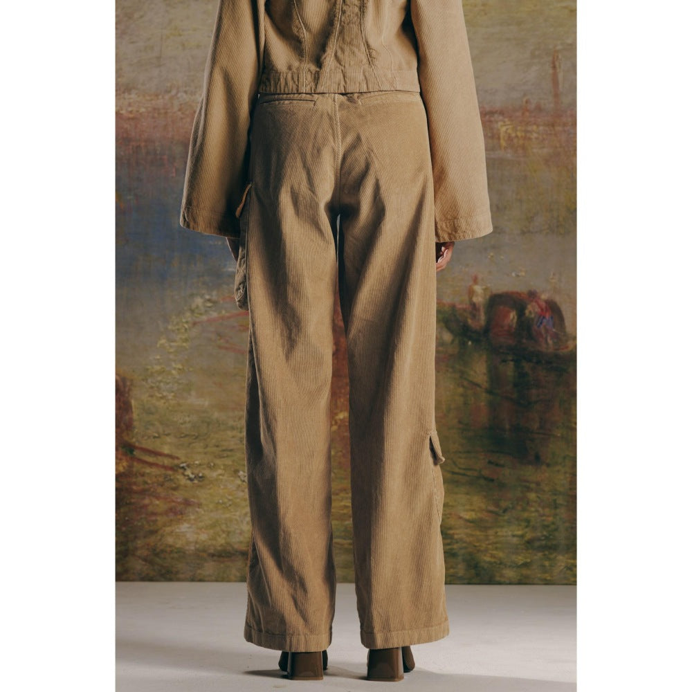 No Grey Area Beige Corduroy Cargos