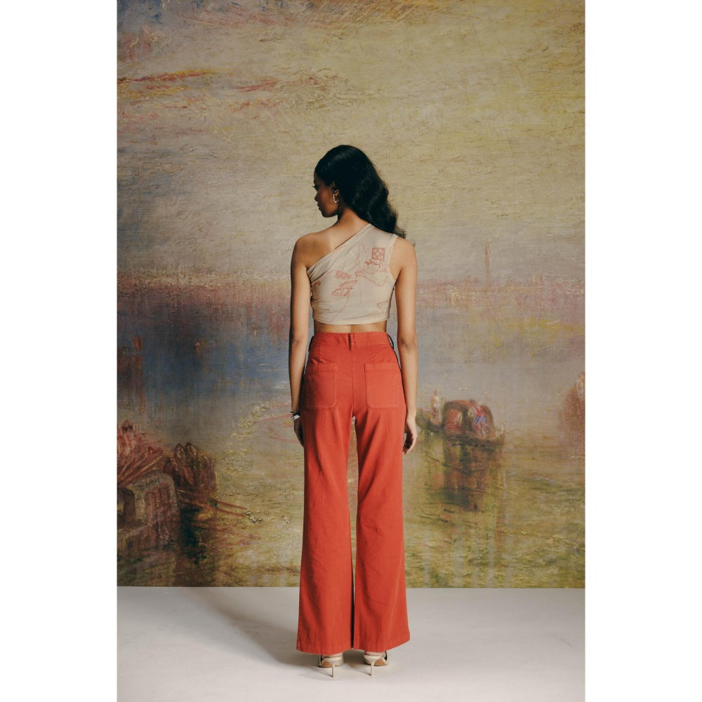 No Grey Area Rust Bootcut Twill Pant