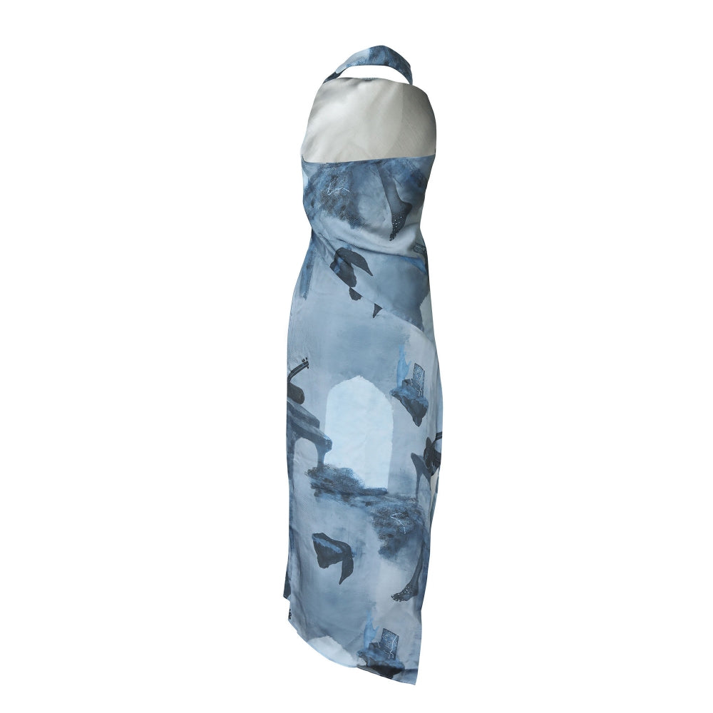 No Grey Area Surrealist Tonal Draped Dress