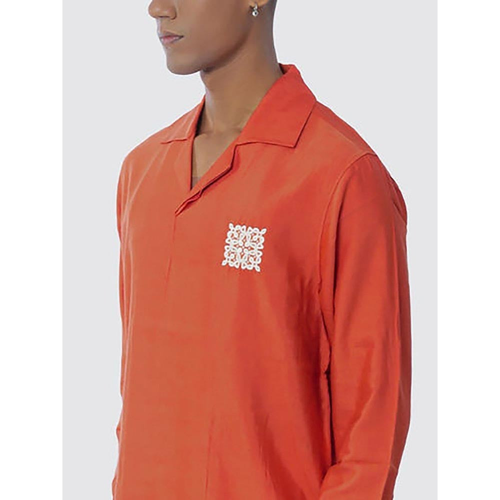 No Grey Area Orange Kolam Long Sleeve Shirt