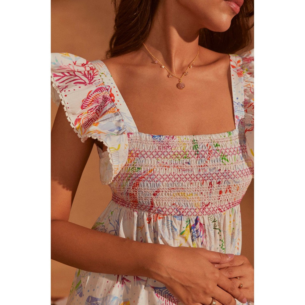NOIB White Elora Midi Dress - Butterfly Effect