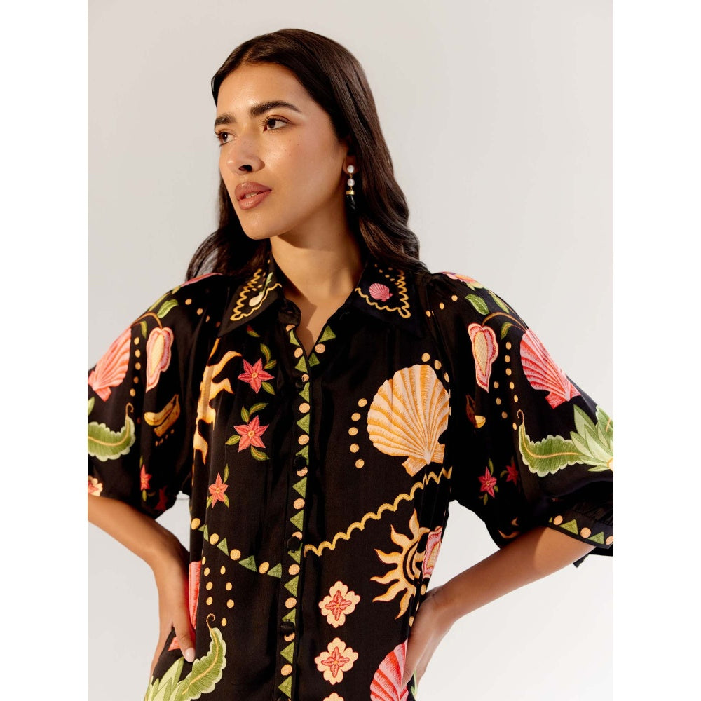 NOIB Rosa Mini Dress - Seashell -Black