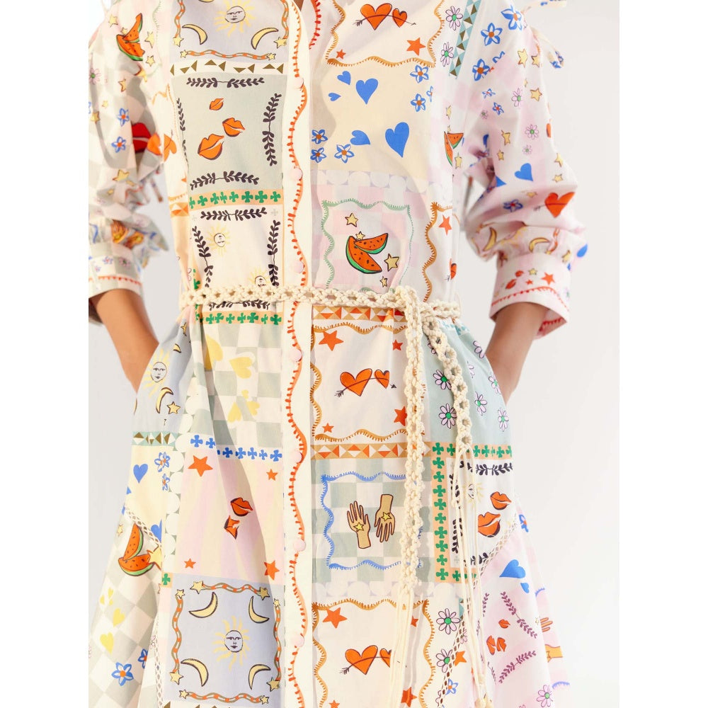 NOIB Alba Midi Dress with Belt - Boardgame (Set of 2)