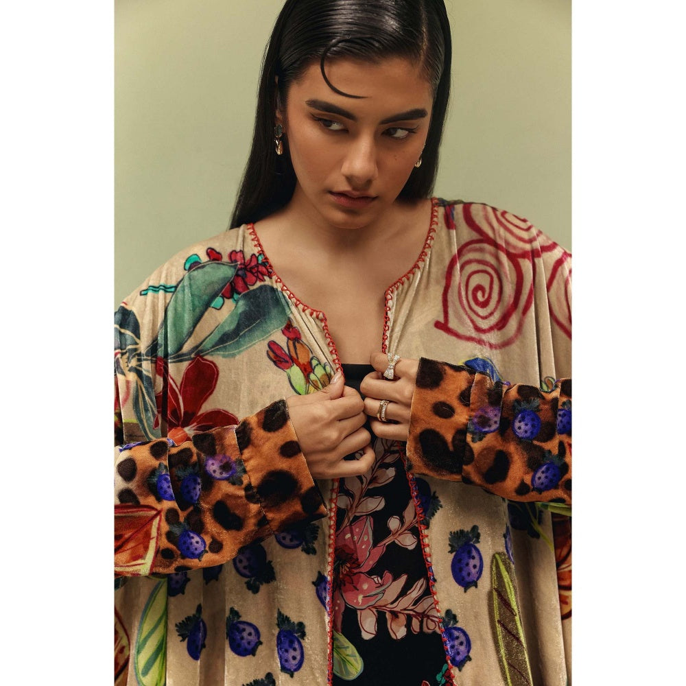 NOIB Beige Demi Reversible Shrug - Wildflower