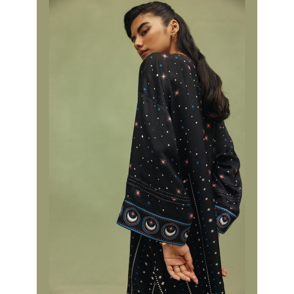 NOIB Black Adah Printed Kaftan Dress