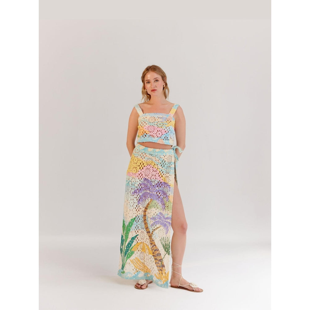 NOIB Multi Coloured Cotton Magda Maxi Skirt