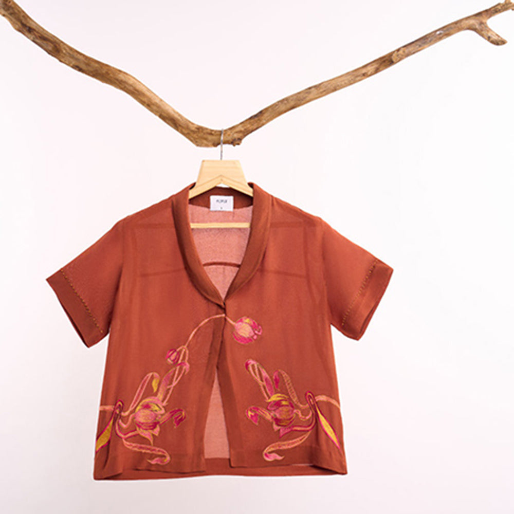 nona Lehr Overlapped Shirt-Brown