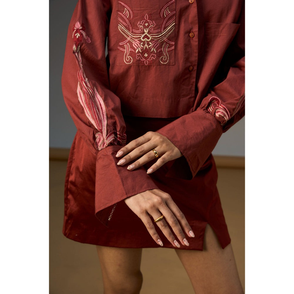 nona Lehr Cropped Shirt-Rust