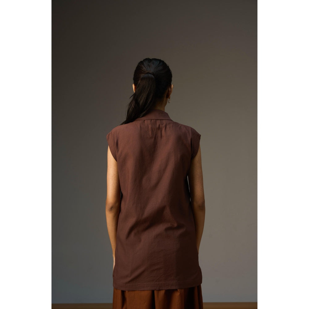 nona Lehr Asymmetric Shirt-Brown