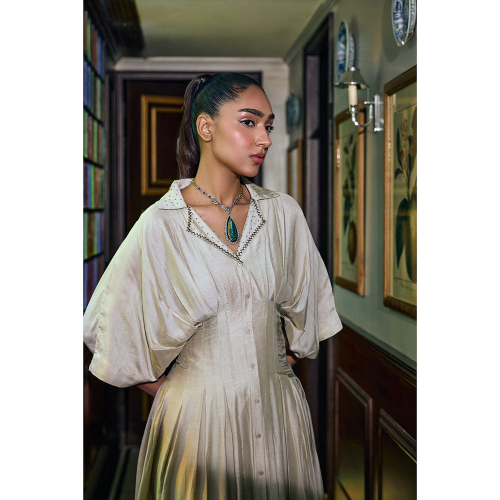 nona Aira Pleated Co-Ord Set - Ivory