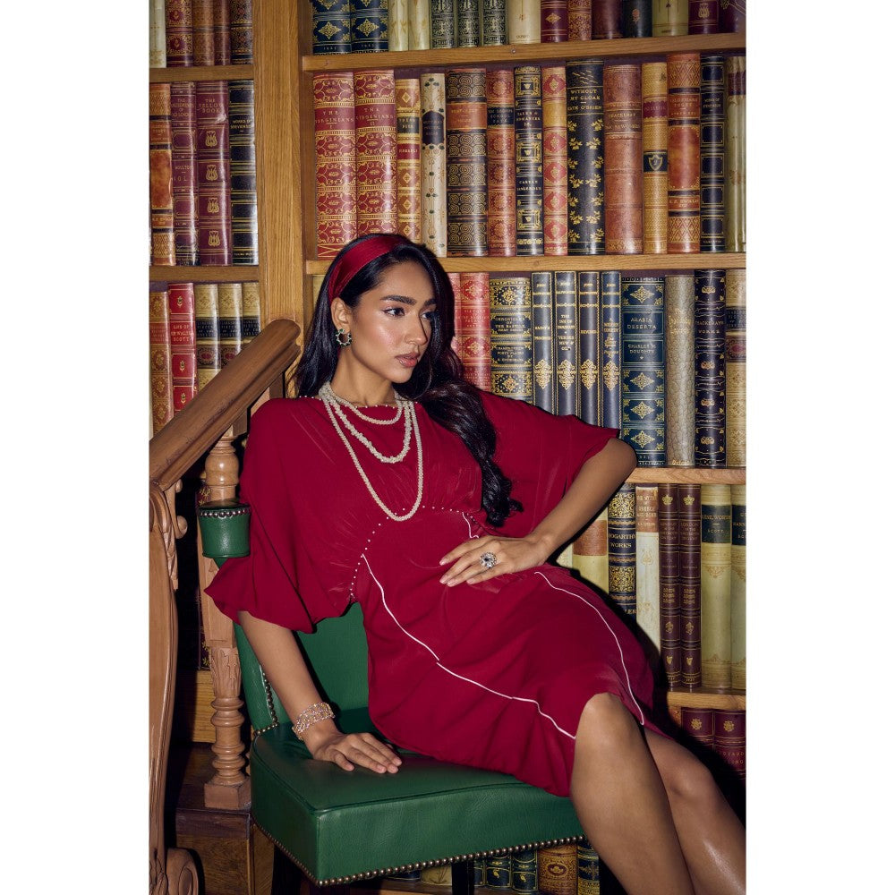 nona Womens Maroon Dress