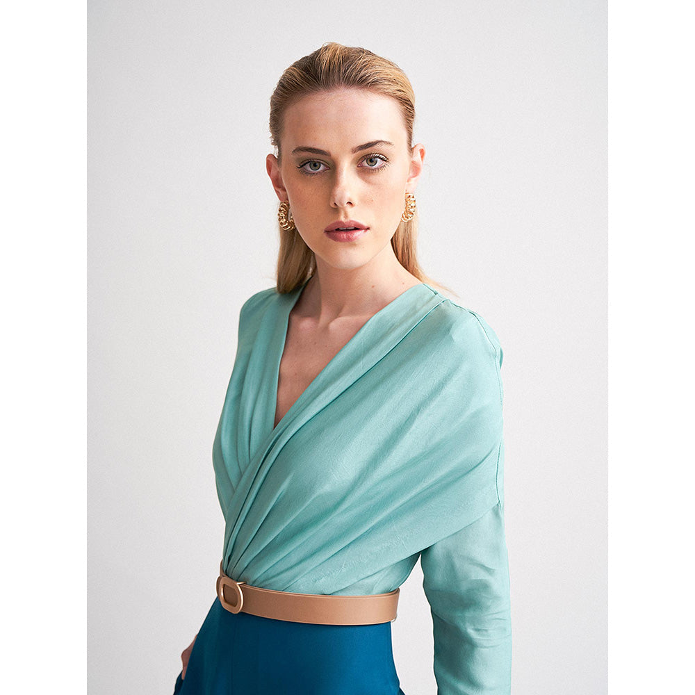 Notebook Sarah Aqua Green & Ocean Blue Jumpsuit with Belt (Set of 2)