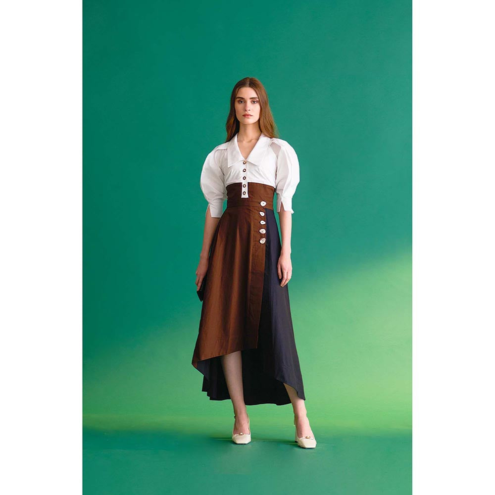 Notebook Women Multicolour Collar Neck Color Blocked Midi Dress