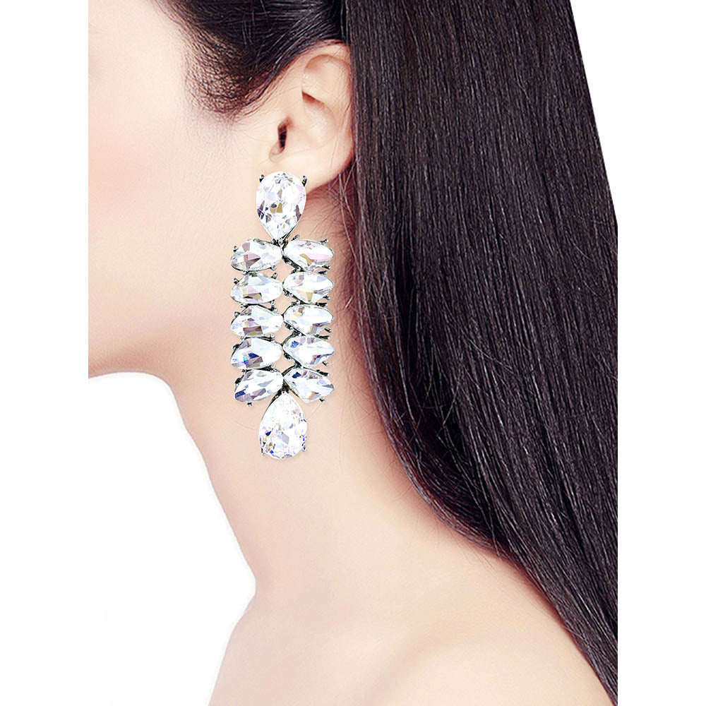 ORNAMAAS Silver Plated Galactic Cut Cocktail Phukari Earrings