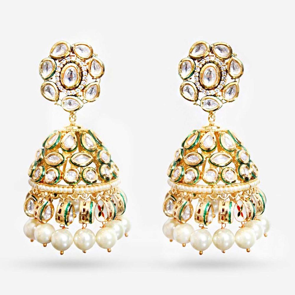 Prerto Gold Plated Green Zoya Earrings