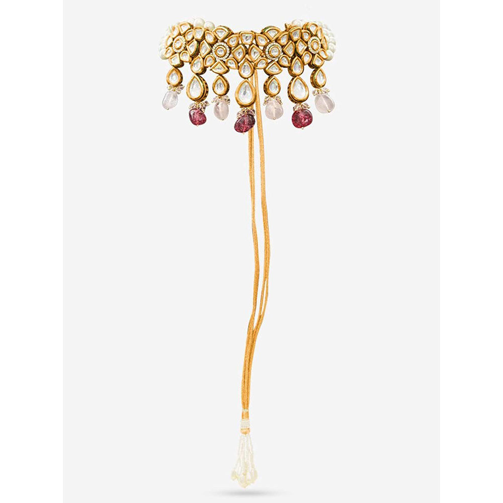 Prerto Gold Plated Aisha Pink Choker Necklace