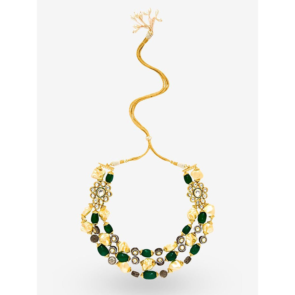 Prerto Gold Plated Green Zahira Necklace