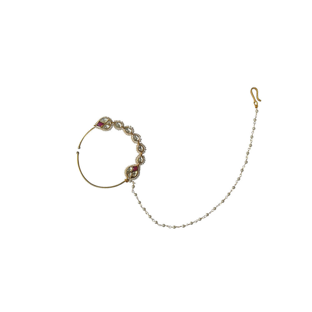 RIANA JEWELLERY Red and White Nath
