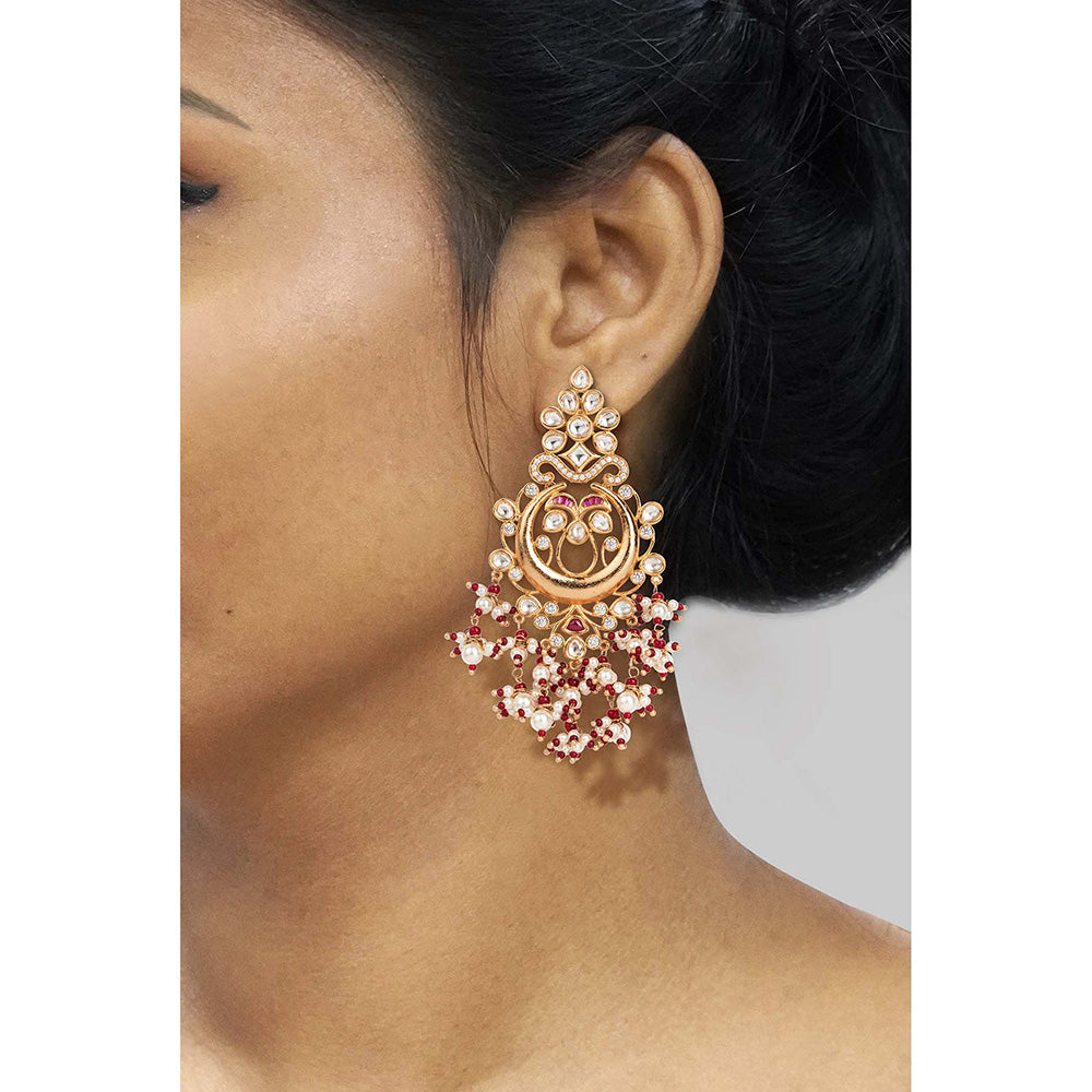 TIZORA Traditional Mix Faux Polki And Pearl Earrings