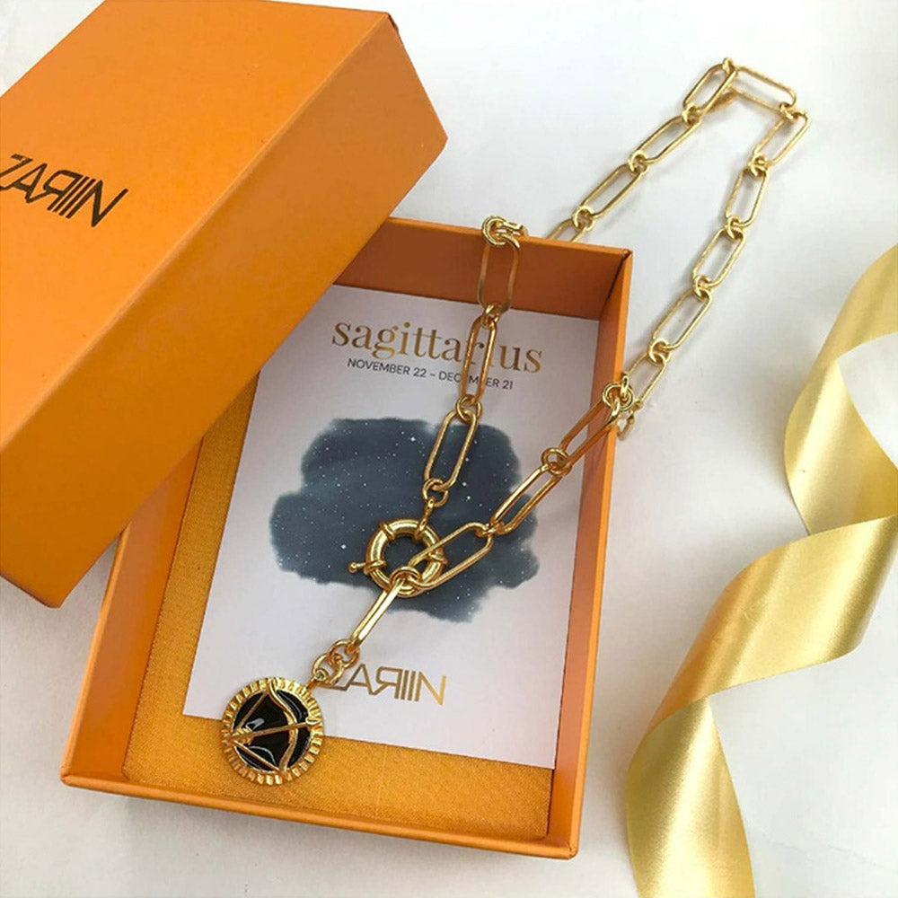 Zariin Gold Soul of the Archer Sagittarius Zodiac Necklace