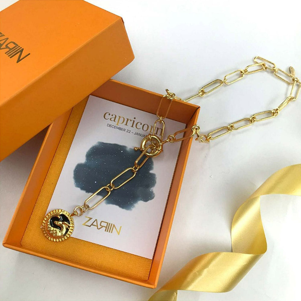 Zariin Gold Soul of the Sea Goat Capricorn Zodiac Necklace