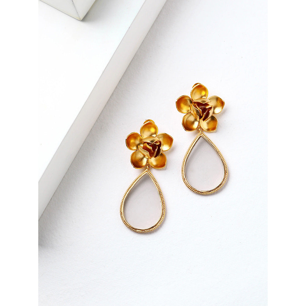 Suhani Pittie Gold Toned Magnolia & Drop Earrings