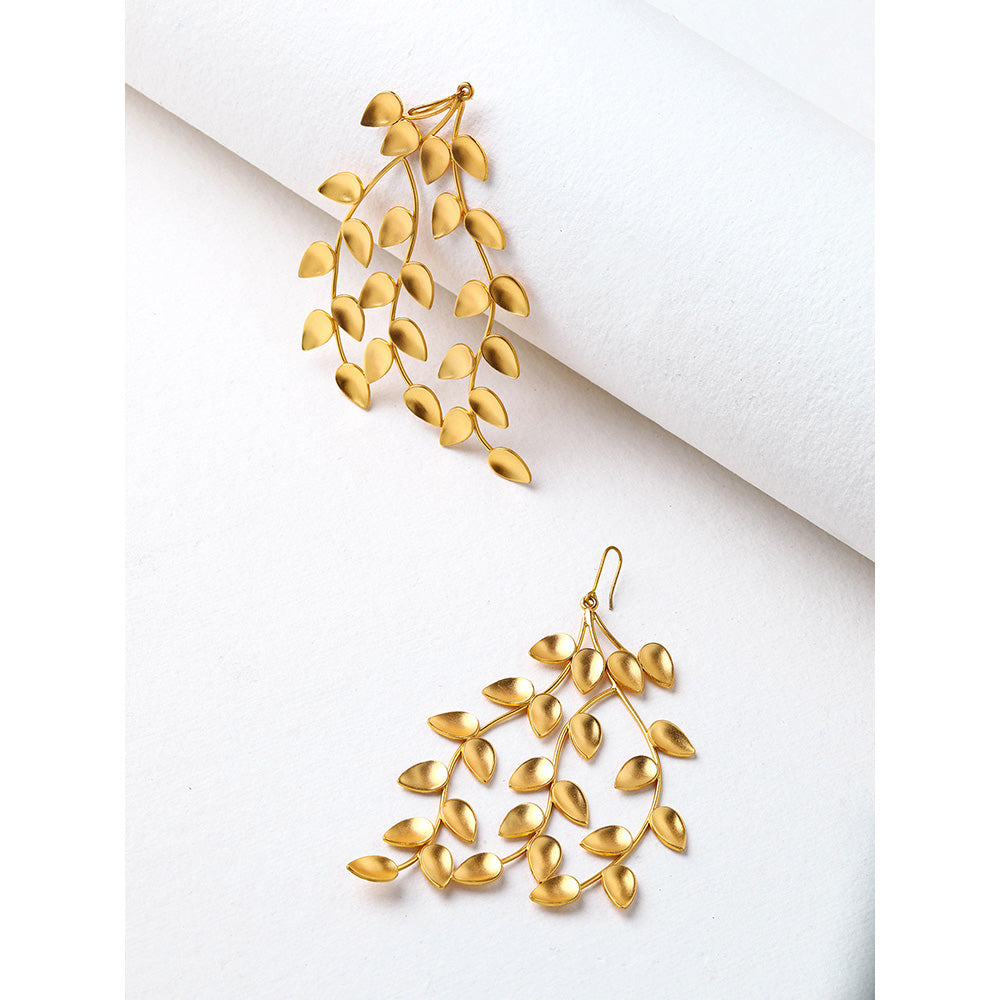Suhani Pittie Gold Toned Foliage Drop Earrings
