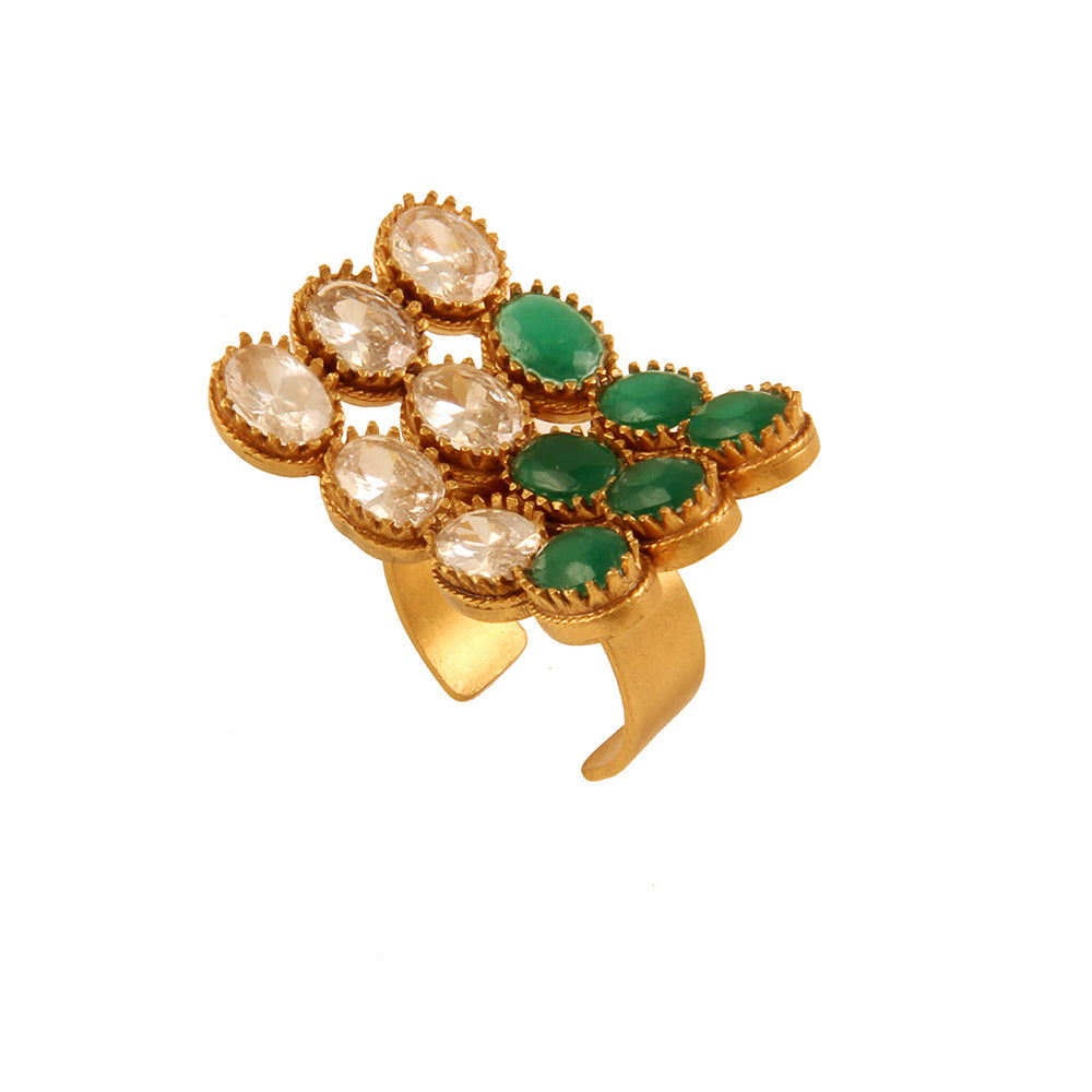 Suhani Pittie Gold Toned Curved Ring With Crystals