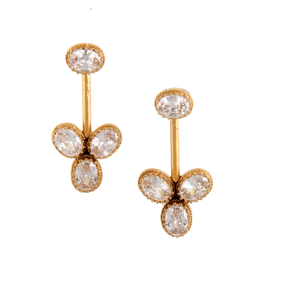 Suhani Pittie Gold Cluster Earrings With White Crystals
