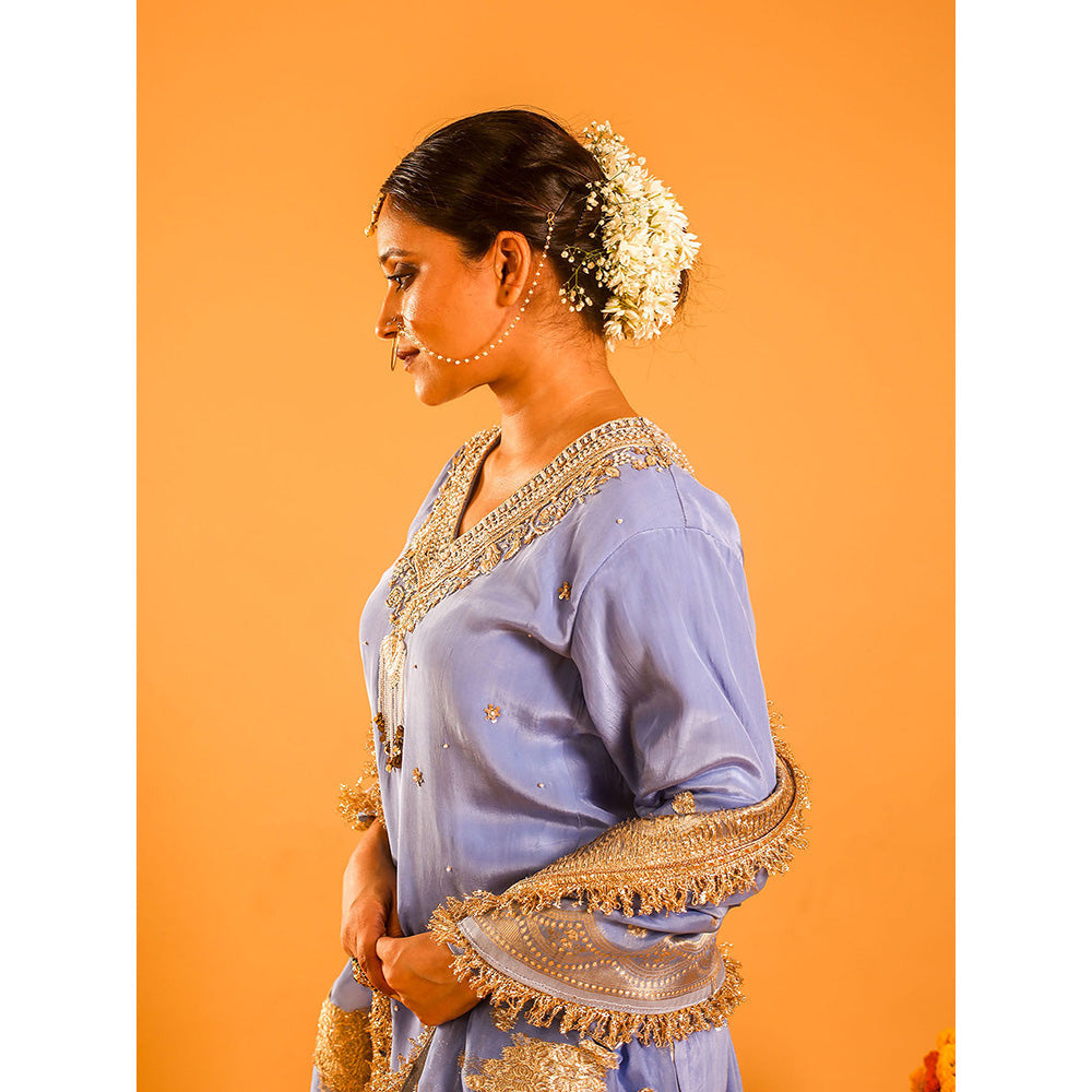 OHH CROW Blue Straight Length Kurta with Pant and Dupatta (Set of 3)