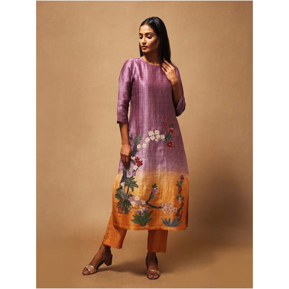 OJA Floris Purple Kurta and Trouser (Set of 2)