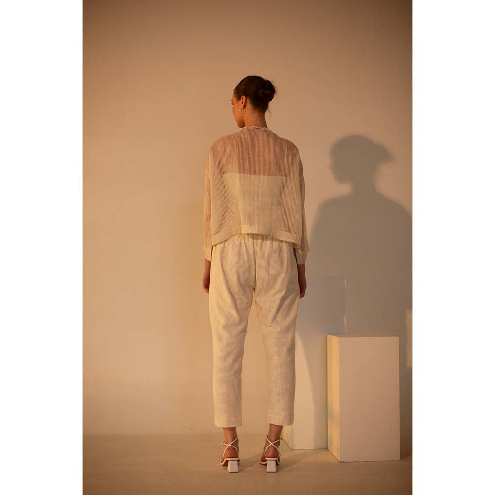 OJA Fern White Full Sleeve Embroidered Co-Ord (Set of 3)