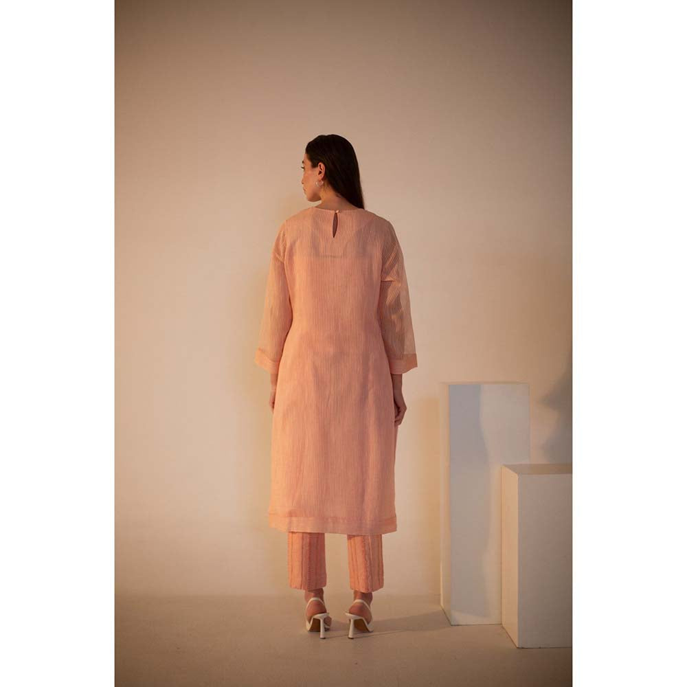 OJA Fern Blush Pink Kurta and Pant with Inner (Set of 3)