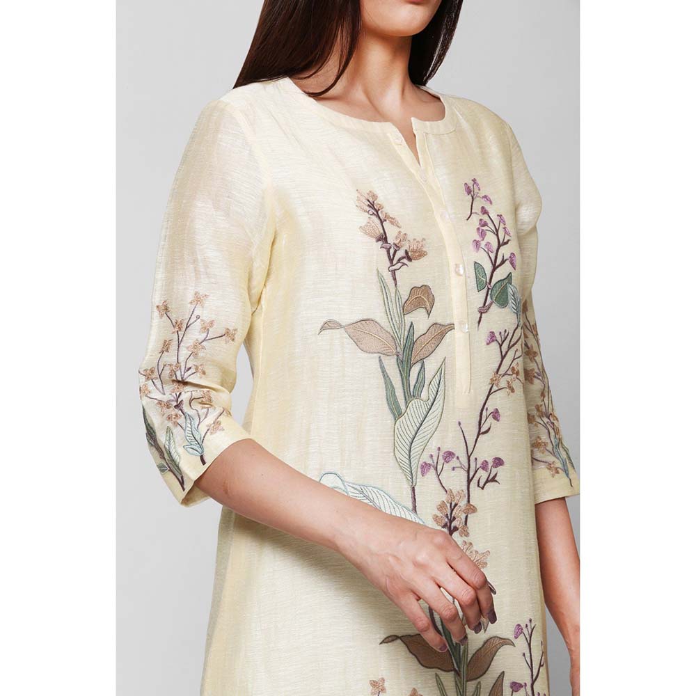 OJA Blossom Cream Kurta and Trouser (Set of 2)