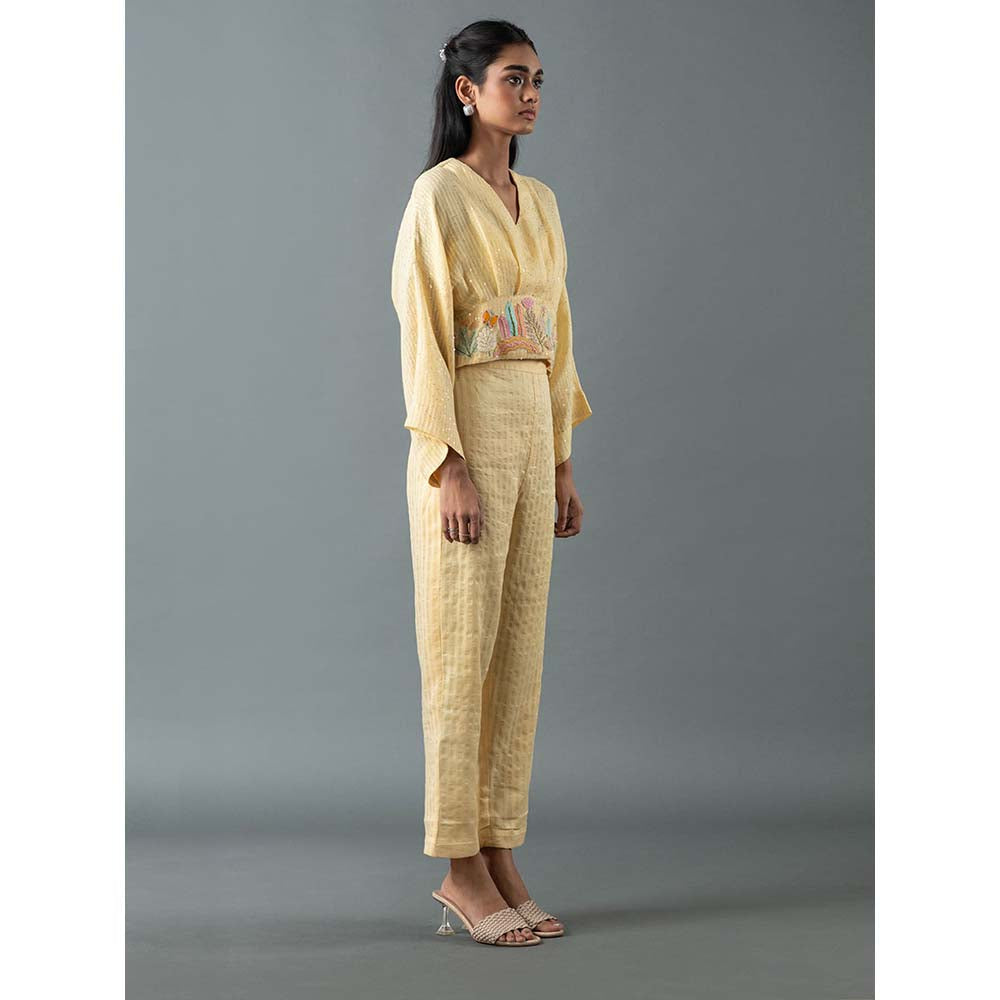 OJA Yellow Top with Pant and Belt (Set of 3)