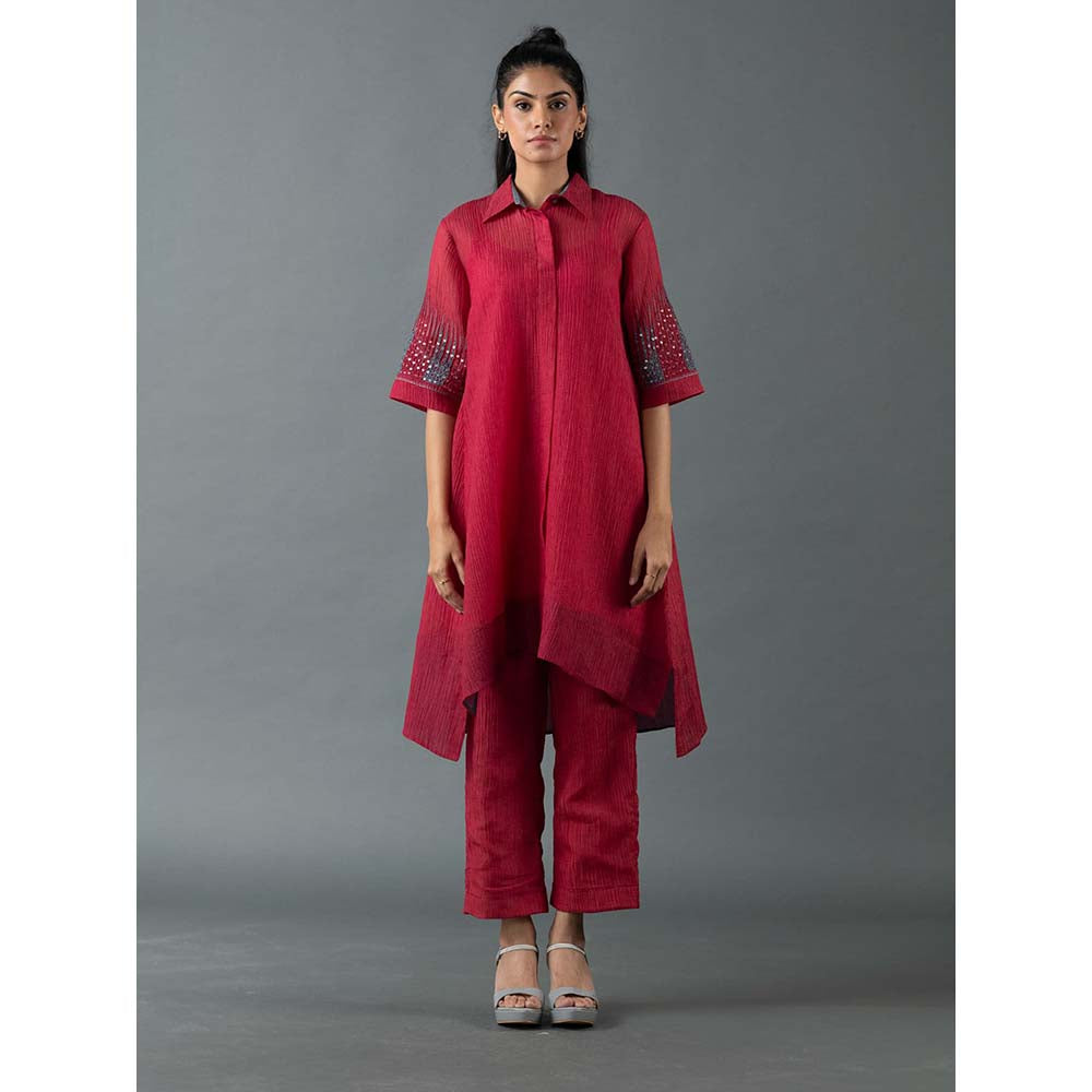 OJA Red Kurta with Pant (Set of 2)