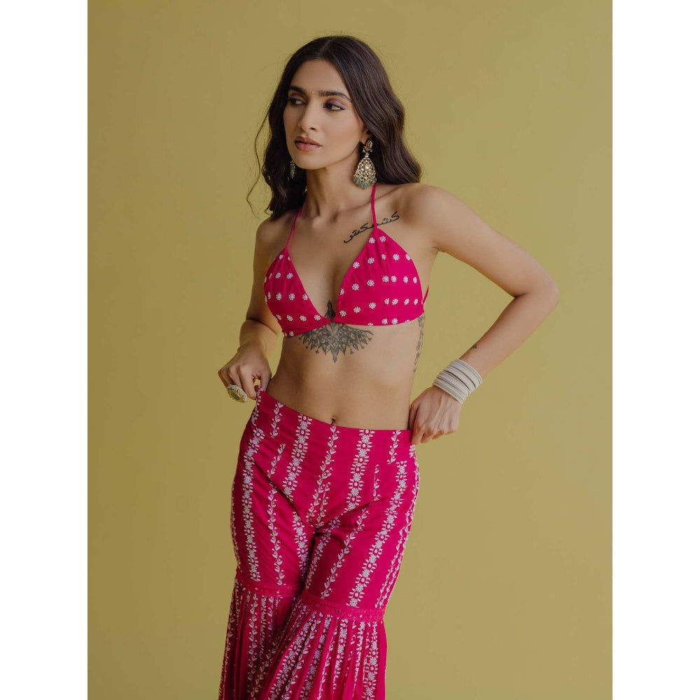 Old Marigold Alia Magenta Cotton Embroidered Blouse