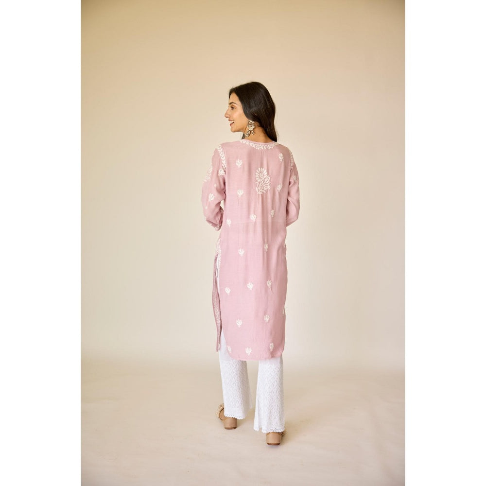 Old Marigold Zoya White Cotton Hand Embroidered Chikankari Pant