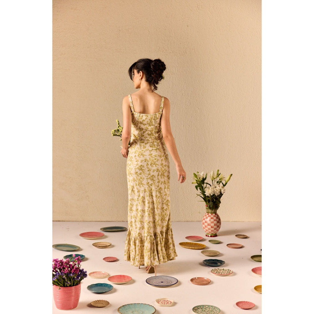 Old Marigold Cream Sierra Green Cotton Floral Co-Ord (Set of 2)