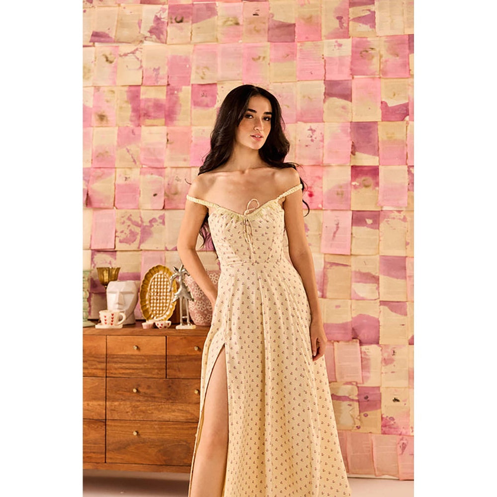 Old Marigold Muse Cream Floral Midi Sundress
