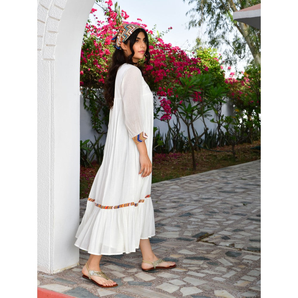 OMAANA Layla White Coloured Long Dress