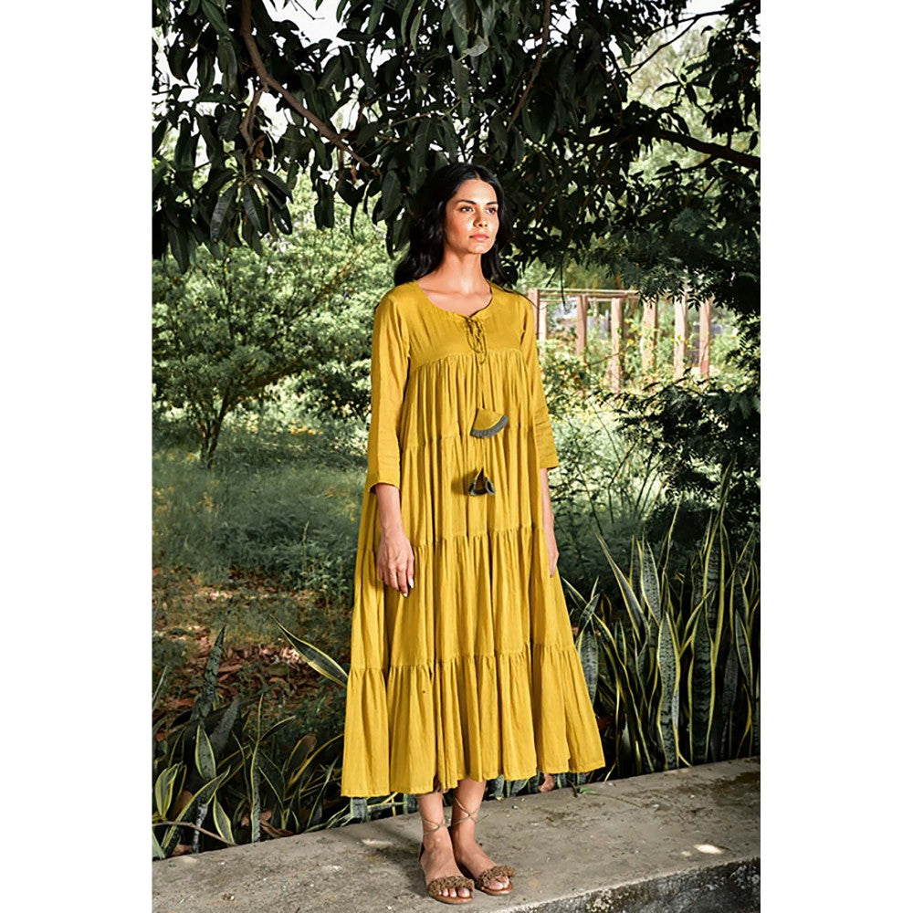OMAANA Mustard Summer Tales Maxi Dress